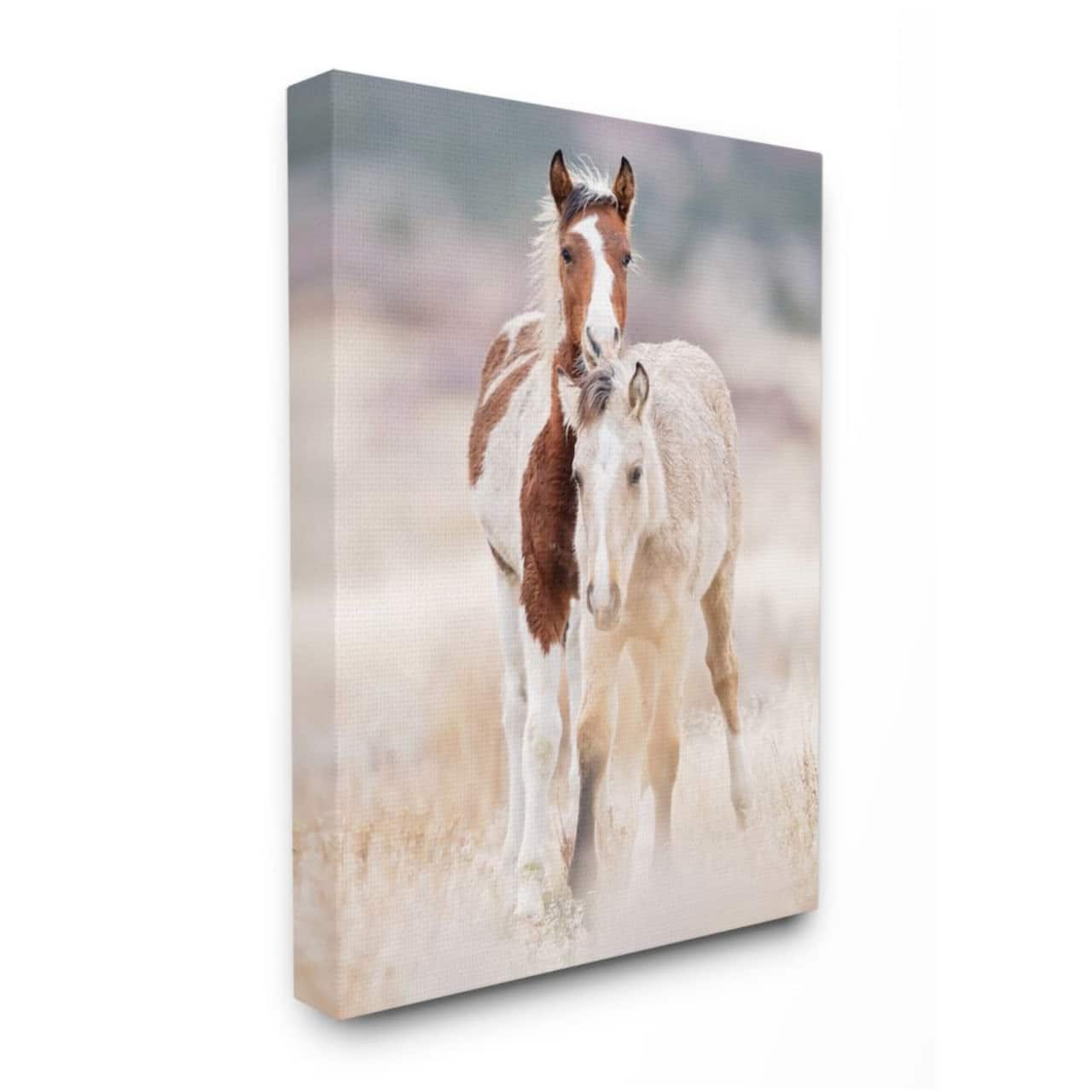 Stupell Industries Calm Horses in Muted Beige Meadow Photograph Canvas Wall Art